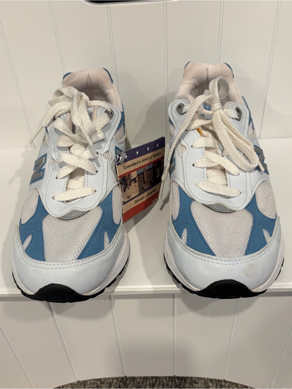 New Balance Women’s 993 White & Blue Athletic Sneakers